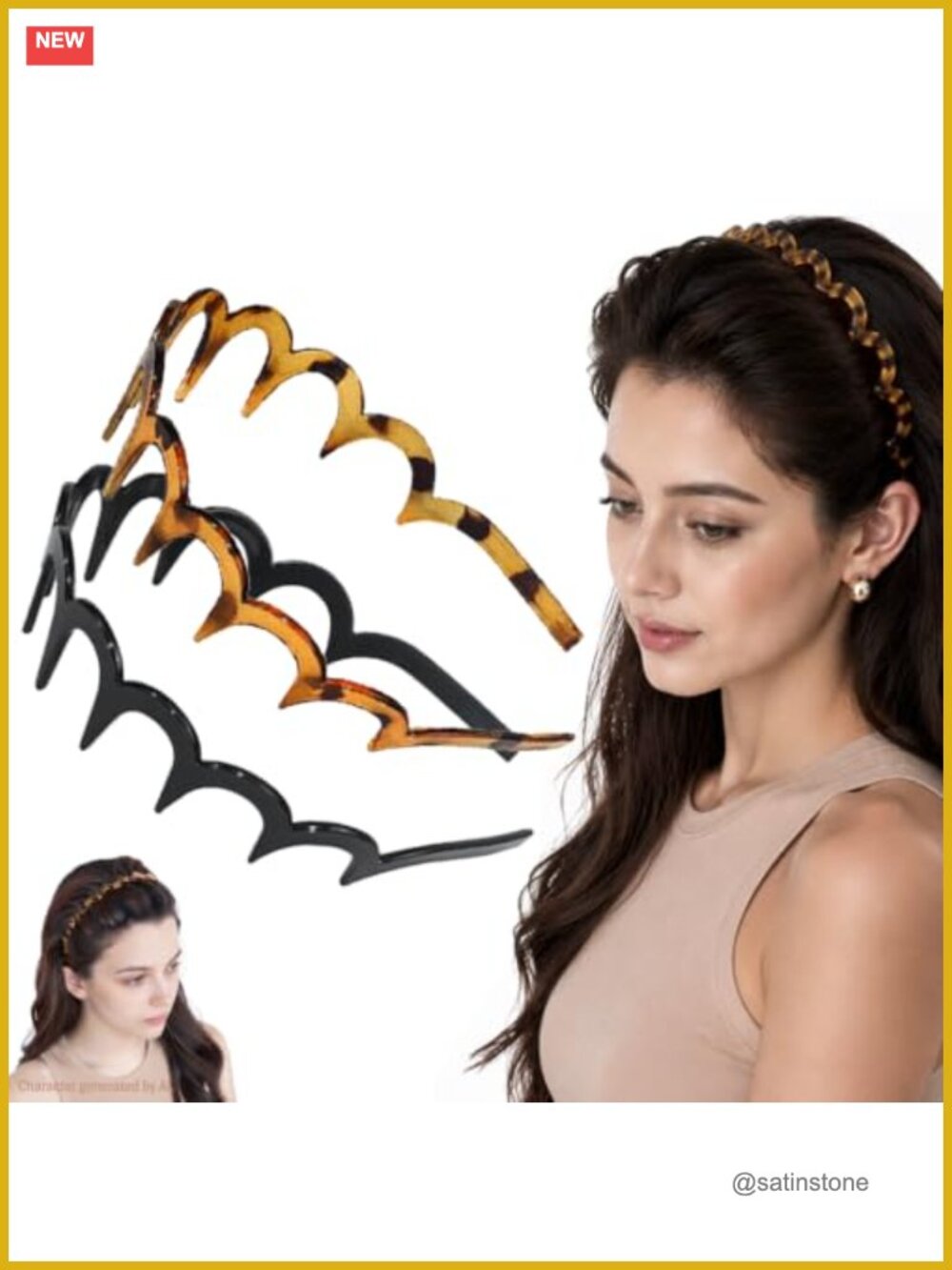 Zig Zag U Shaped Hair Comb Headbands Slanted Teeth Flexible Lightweight